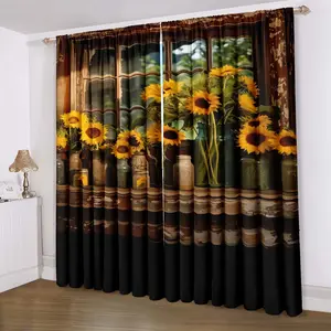 Sunflower Kitchen Curtain, Window Curtain, Perfect for Living Room Laundry Room Bedroom Farmhouse Decor, Brighten Up Your Space with Vibrant Sunflowers!