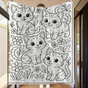 Anime Aesthetic Coloring Page Design Premium Thickened Flannel Blanket Custom DIY Craft Project Versatile Sofa Bed Throw Travel Ready Cozy Wrap Birthday Surprise Plush Bedding