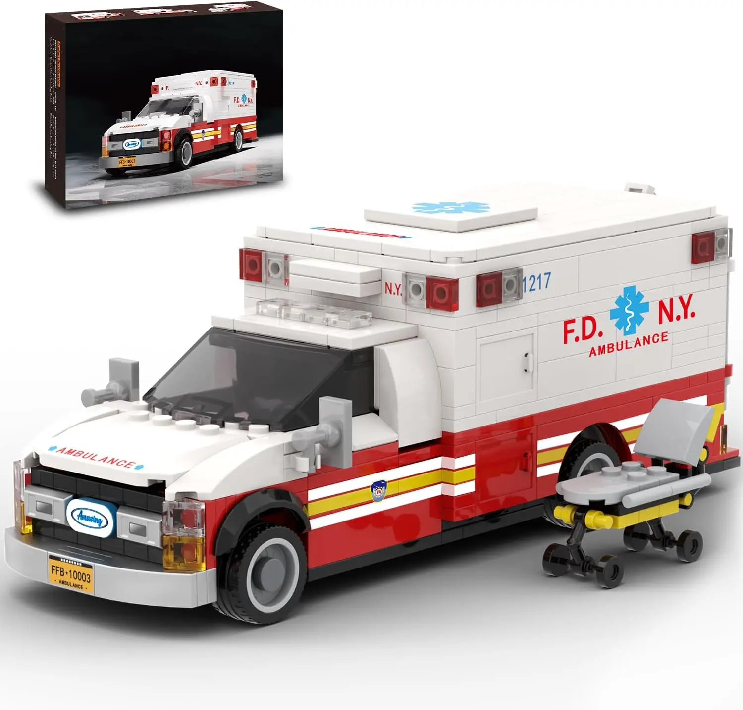 Emergency Rescue Ambulance Building Block Set - DIY Assembly Bricks Kit, Transportation DIY Collectible Model for Teens, First Responder Gift, Modern Office-Home Decor, Building Block Sets