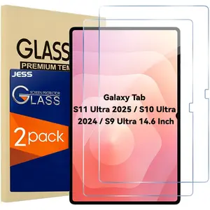 JESS 2-Pack HD Tempered Glass Screen Protector for Galaxy Tab S11 Ultra 2025 / S10 Ultra 2024 / S9 Ultra 14.6 Inch 2023 / Tab S8 Ultra 2022, Case Friendly, Anti-Scratch, Touch Sensitive, Tempered Screen Film