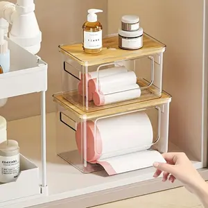 Stackable Trash Bag Dispenser, Large Kitchen Laundry Sink Organizer, Garbage Can Organizer, Space-Saving Storage Rack for Bathroom & Utility Rooms