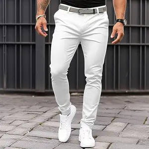 Men's Pure Color Tight Pocket Zipper Business Casual Slim-Fitting Narrow Bottom of a Trouser Leg Trousers Slim Fit Stretch Casual Chinos Slim Fit Stretch Casual Chinos
