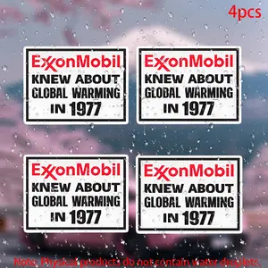Exxonmobil Global Warming Stickers Set, Durable Vinyl Adhesive for Car Doors Windows Laptops Suitcases Furniture Bumpers, 4pcs