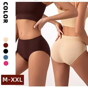 【Pipi Wish】5pcs Women's Large Size Breathable Low Waist Anti-slip Safe Sexy Solid Color Seamless Triangle Underwear gym  under