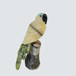 Serpentine Parrot Crystal Natural Stone Figurine Handcrafted Healing Energy Parrot Carving for Meditation Spiritual Practices Transformative & Healing
