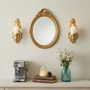 Vintage Wall Sconces Set of 2, Ornate Victorian Style Candle Holders, French Regency Relief Design for Home Decoration, Living Room