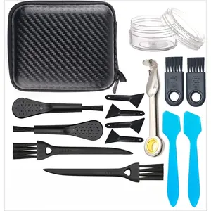 A set of 15 Brushes Scrapers Spoons Set for Spice Grinder with 3 in 1 Pipe Cleaners Tool & A Cone Roller Pollen Kit for Herb Grinder - Home Improvement. Kitchen Lid Jar Metal