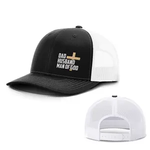 Dad, Husband, Man of God Embroidered Snapback Trucker Hat Custom Thread Color Vintage Soft Cotton Adjustable Cap Trendy Streetwear Gift for Men & Women