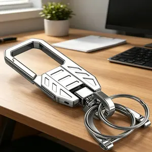 Keychain Car Keychain Zinc Alloy Keychain With Anti-loss D-shaped Ring High-end And Simple Keychain Key 360-degree Rotation Pendant For Men And Women