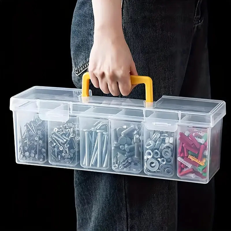 7pc Tool Parts Storage Box Set (1 Outer Case + 6 Inner Trays), Toolbox Storage Box, Tool Storage Container, Portable Tool Storage Case, Household Classification Organizer for Screws, Hardware Accessories, Portable Compartmentalized Storage Box