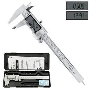 Digital Vernier Caliper, Stainless Steel Vernier Caliper Measuring Tool, Portable Electronic Vernier Caliper with Digital Display & Inch/mm Conversion, Hand Measuring Tools for Home, Portable