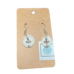 Crochet Earring with Cross Charm Simple Design Earrings Featuring a Cross Pendant on a Crochet Background Unisex Jewelry