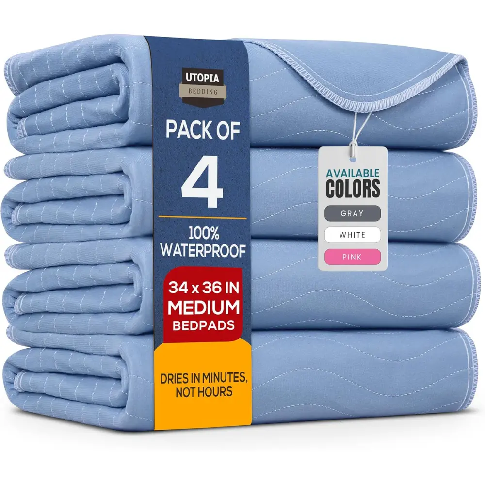 Utopia Bedding Durable Washable Underpads (Pack of 4) - Waterproof Reusable Heavy-Absorbency Bed Accessories, Incontinence Pads for All Ages with Superior Protection for Limited Mobility