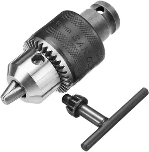 1.5-10mm 1/16" - 3/8" Capacity Key Drill Chuck for Air Impact Wrench Converter Conversion Tool | 1/2 Inch Socket Square Female Adapter