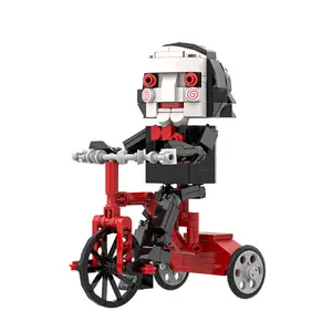 Horror Puppet Tricycle Building Blocks Set 219 Pieces Billy the Doll Collectible Brick Model, Creepy Vintage Horror Figure for Adults, Dark Room Decor, Scary Halloween Gift