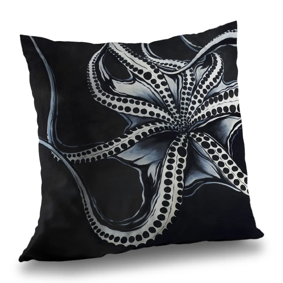 212 MAIN Coastal Octopus Tentacle Black Poly Twill Throw Pillow, C1PT1414T06YUF, 14x14 in. - Home Decor Textiles & Soft Furnishings Bedding Linens Accessory
