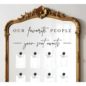 Wedding Seating Chart Decal Our Favorite People Mirror Stickers Removable Letters Vinyl Decals for Glass Window Sign Marriage Decor Black