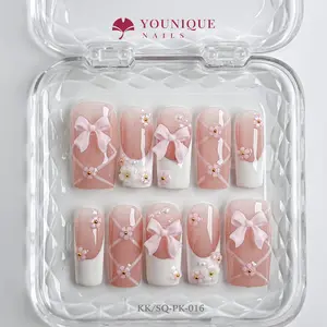 Younique Nails | KK Studio | Butterflies Ribbons  | 10PCS 100% Handmade Press-On Nails | Reusable Colorful Art