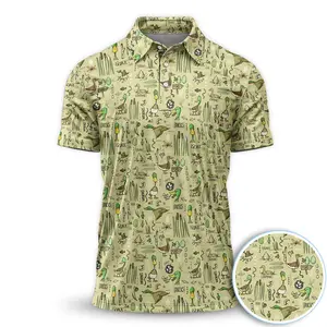 Vintage Duck Hunting Polo Golf Shirt Mallard Duck Short Sleeve Outdoors Menswear Tops Fabric