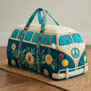 2026 Unisex Boho Quilted Weekender Travel Bag, Lightweight& Comfortable, Hippie Design Tote Quilted Embroidery Travel Bag