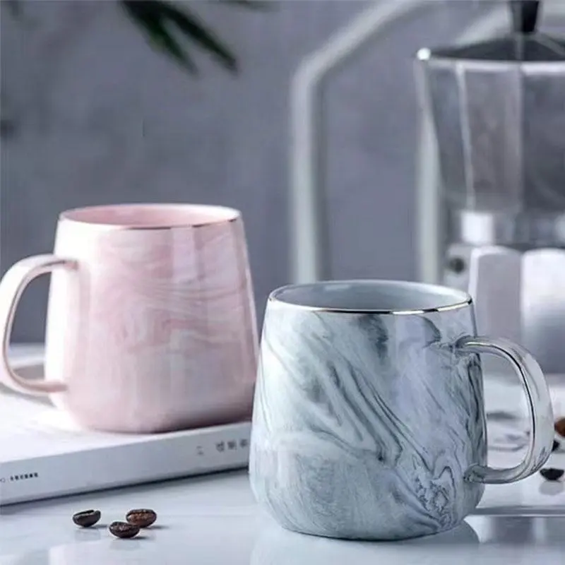Marble Pattern Coffee Mug, 1 Count Large Capacity Ceramic Cup with Handle, Drinking Cup for Home Office Use, Gift for Friend & Family, Coffee Cups Gift, Stylish Drinkware, Ceramic Tea Cup, Ceramic Beverage Cup