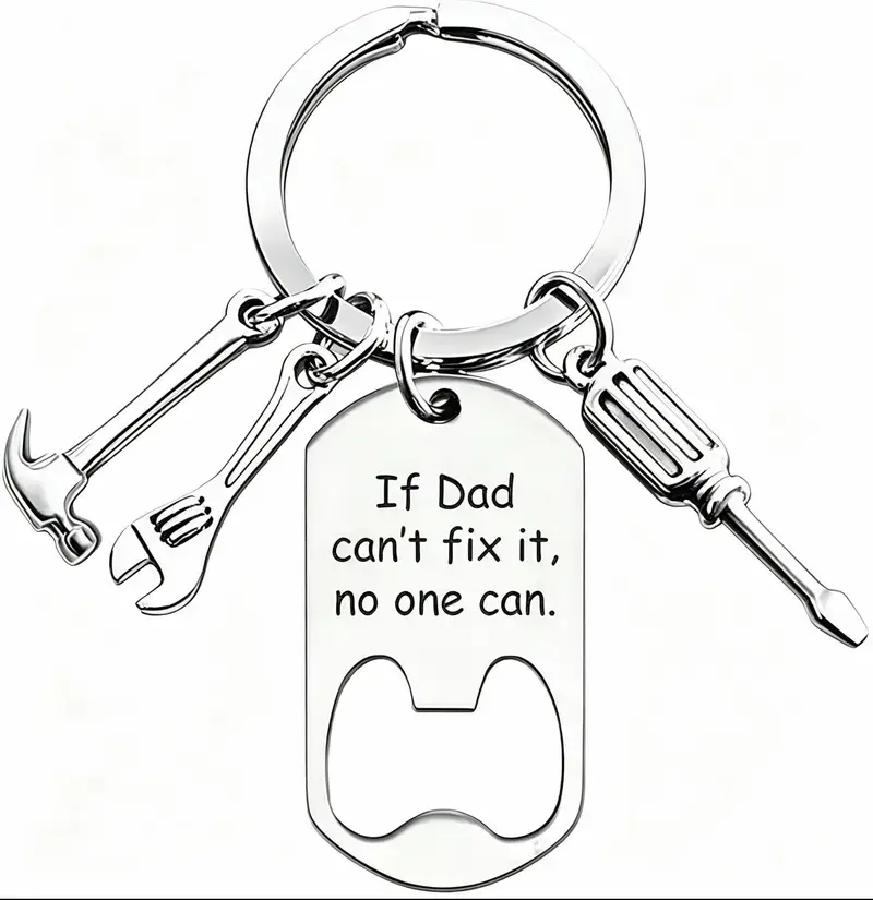 Stainless Steel Graphic Keychain for Dad with Funny Mini Tool Charms - Hammer, Wrench & Screwdriver, Durable Father's Day Gifts for Mechanic, Handyman, Edc Gear, Unique Gifts For Man, Birthday Gifts For Him