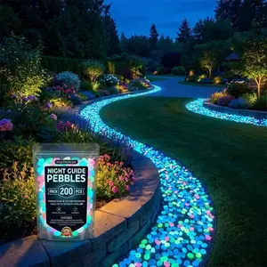 200pcs/600pcs Creative DIY Colorful Glow Garden Stones, Night Light Pebbles, Outdoor Courtyard, Fish Tank Aquarium Decor