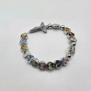 Saint-Themed Rosary Bracelet - Stretchy Religious Jewelry Gift