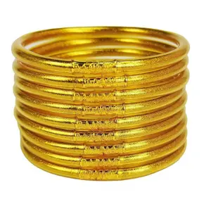 9-Layer Gold Powder Bracelet Double & Triple Stack Combo Shimmering Candy-Colored Silicone Women's Bracelet