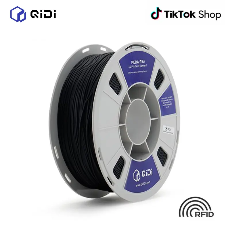 QIDI PEBA 95A Elastomer 3D Printer Filament, 1.75mm, 800g Spool, High-Elasticity Lightweight, High Energy Return, Low Temperature Flexibility, Advanced Damping Systems, Chemical Resistance, Dynamic Fatigue Resistance, Compatible with Most FDM 3D Printers,