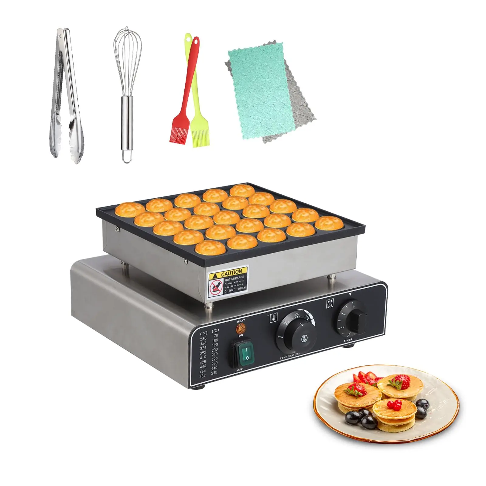 Gaomon Nonstick Waffle Maker & Pancake Maker - Heavy-Duty Material, Fast Heating, 50-300℃ Temperature Control, 25-Piece Set
