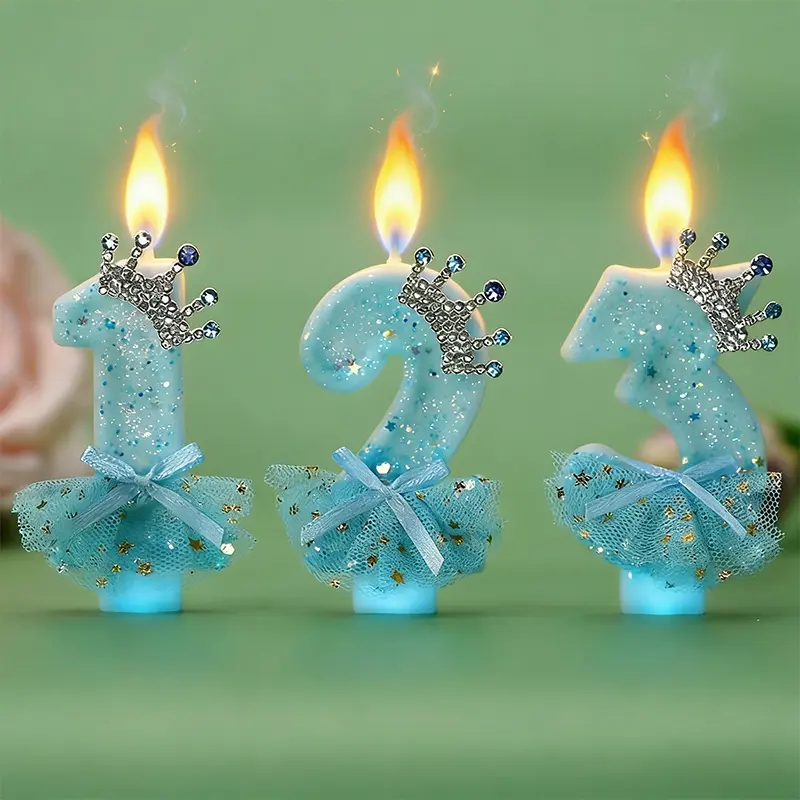 1pc crown-shaped number birthday candle cake decorator, perfect for celebrations and parties, sparkly birthday and anniversary party decoration, DIY holiday girl candle, birthday candle, Cake Decorating Supplies