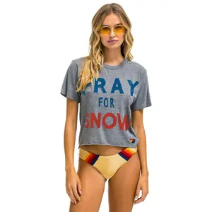 PRAY FOR SNOW BOYFRIEND TEE - HEATHER GREY