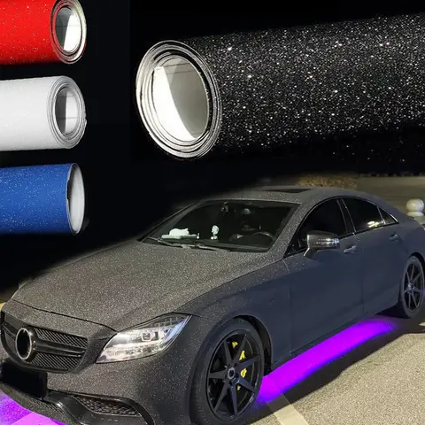 1ft x 5ft Glitter Diamond Sandy Sparkle Car Vinyl Wrap Matte Diamond Film Sticker DIY Self Adhesive Rhinestones Car Decor Accessories
