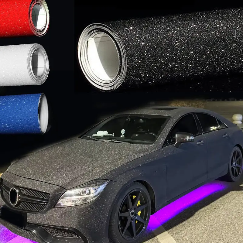 1ft x 5ft Glitter Diamond Sandy Sparkle Car Vinyl Wrap Matte Diamond Film Sticker DIY Self Adhesive Rhinestones Car Decor Accessories