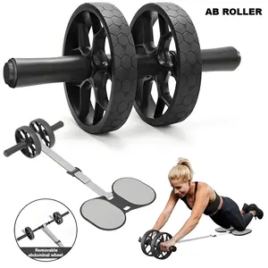 MAGICORANGE Dual Wheel Ab Roller - Adjustable Resistance, Auto Rebound, Knee Mat Included - Home Fitness Ab Training Gear for Full Body Workouts