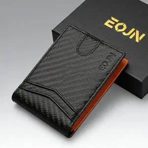 EOJN Men's Slim Wallet Durable Carbon Fiber Bifold with RFID Blocking 11 Card Slots ID Window Perfect Birthday Gifts