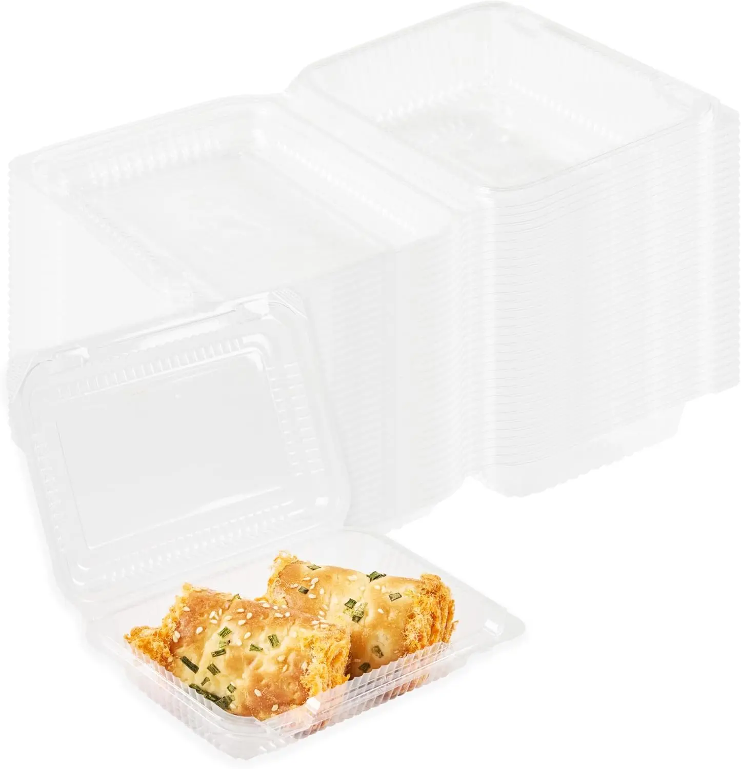 Disposable Clear Hinged Clamshell Food Containers, Deep Plastic Takeout Boxes for Cake Rolls, Loaf Bread, Donuts, Sandwiches & Cookies – Bakers Pantry