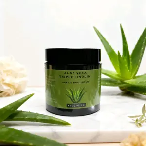 Aloe Vera Triple Lanolin Face & Body Lotion for Moisturizing Hydrating Skin Care 4 FL OZ 113 G Moisture Cosmetic Moisturizer Daily Moisturize sun protection
