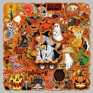 50pcs retro Halloween cartoon holiday stickers creative trend glass notepad bookshelf personality decorative stickers Premium Skull Stickers