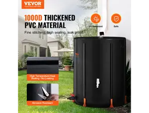 VEVOR Collapsible Rain Barrel 100 Gal Rain Catcher with Spigots and Overflow Kit