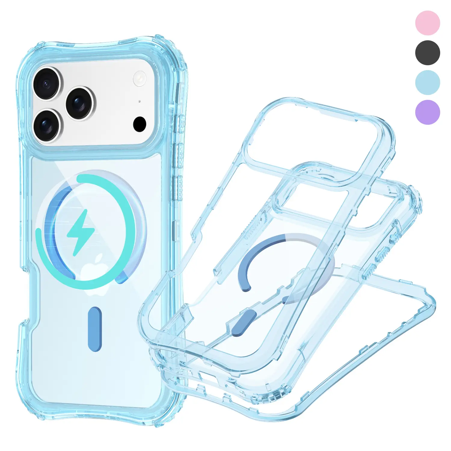 MagSafe Defender Case For iPhone, Transparent Two-Layer PC+TPU Magnetic Hybrid Heavy Duty Shockproof Case, Clear Cover Protective Case For iPhone 17 Pro Max/17/16/15/14/13