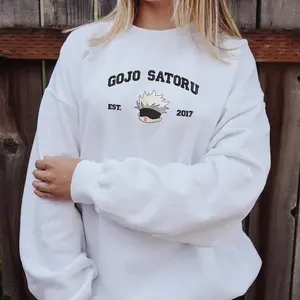 Jujutsu Kaisen Embroidered Sweatshirt, Embroidered Anime Shirt, Funny Characters Movies Sweater, Gift for Anime Fans Crewneck Sweatshirt