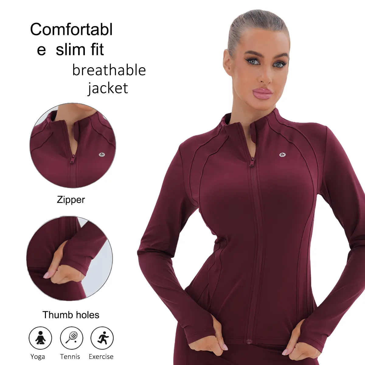 Women's Sports Jacket - Slim, Breathable Fashion Apparel Everyday Go-To Outerwear for Yoga, Errands
