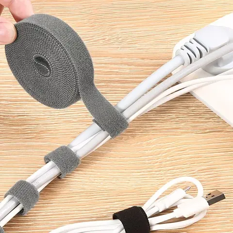 Cable Management Straps, 3m/9.84ft Cable Ties Roll, Adjustable Cable Ties for Charging Cords, Management Ties with Magic Sticker