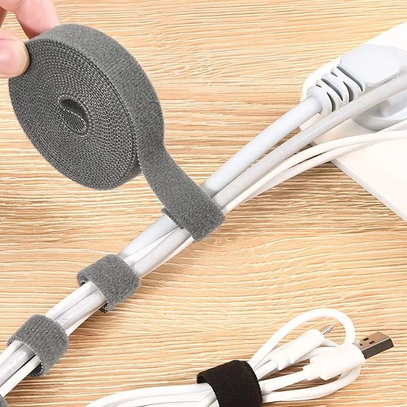 Cable Management Straps, 3m/9.84ft Cable Ties Roll, Adjustable Cable Ties for Charging Cords, Cord Organizers, Management Ties with Magic Sticker