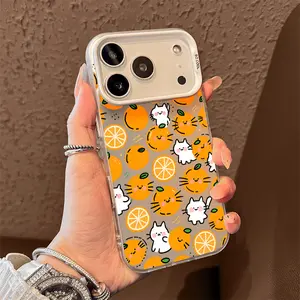 Orange Cat Cute Allover Graffiti Phone Case for iPhone 17 AIR 17 PRO 16 PRO 15  PRO MAX  14 PLUS 13 PRO 12 11 PRO XS MAX X XR Samsung Galaxy S25 Ultra S24 S23 S22 Plus  series(anti-drop hard shell) shockproof mobilephone protective cover