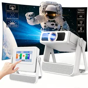 XBJ Smart Portable Projector with Touch Tablet, 4K Support, WiFi6, Bluetooth, 270° Stand, 250" Display, Automatic Noise Reduction, LCD Audio for Home Theater/Gaming/Outdoor Use