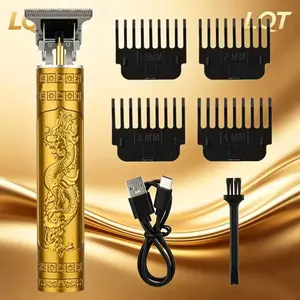 Men’s Cordless Hair & Beard Trimmer, Rechargeable Zero Gap Edger Clipper, Vintage Dragon Engraved Barber Trimmer Kit for Beginners, Complete Grooming Set with Accessories