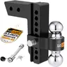 Adjustable Trailer Hitch, Fits 2.5-Inch Receiver Only, (6-8)Inch Drop Aluminum Drop Hitch,18,500 LBS GTW-Tow Hitch for Heavy Duty Truck with Double Stainless Steel Locks, Black, LC0019